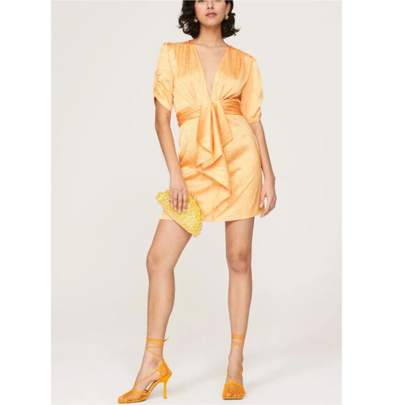 Ronny Kobo Women's Size 6 Orange Satin Mini Dress - Picture 1 of 9